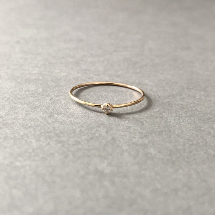 Tiny White Diamond Ring